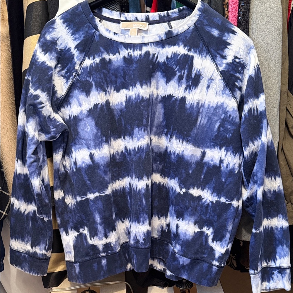 Michael Kors Navy & White Tie-Dye Sweatshirt
